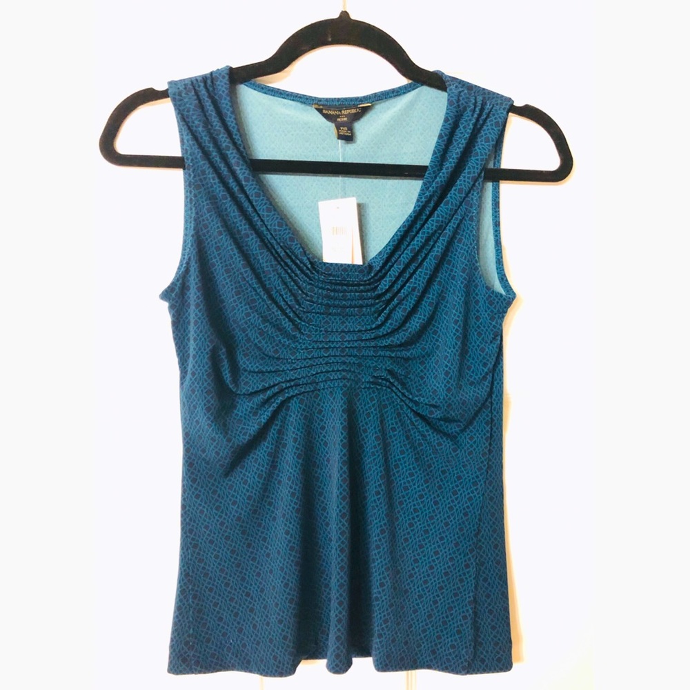 NWT Banana Republic Sleeveless Teal Blue Top, Size PXS